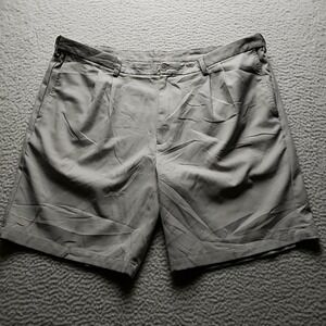 Cool 18 Pro Shorts Mens 44 Gray Microfiber Pleated Chino 9 Inseam Casual Summer